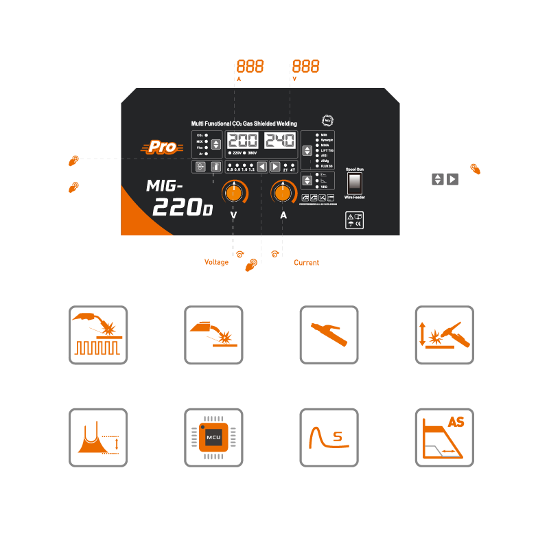 Bobina de hilo Pro MIG-200D 220V/380V 5kgs & 15kgs Bobina de hilo Pro MIG-200D 220V/380V 5kgs & 15kgs
