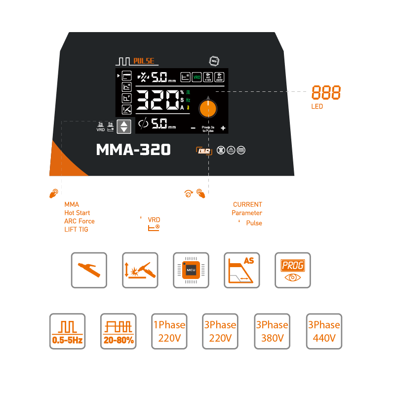 MMA 320BV Soldadora de Electrodo para Acero de Construcción 3 Fases 220V/380V/440V MMA 320BV Soldadora de Electrodo para Acero de Construcción 3 Fases 220V/380V/440V